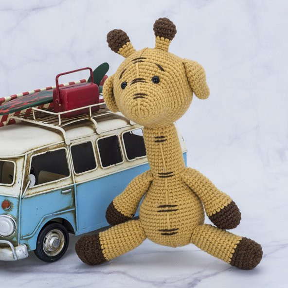 Amigurumi Sevimli Zürafa Yıkanabilir Organik Uyku Arkadaşı Boyutlar Y:27cm=G:13cm - 3