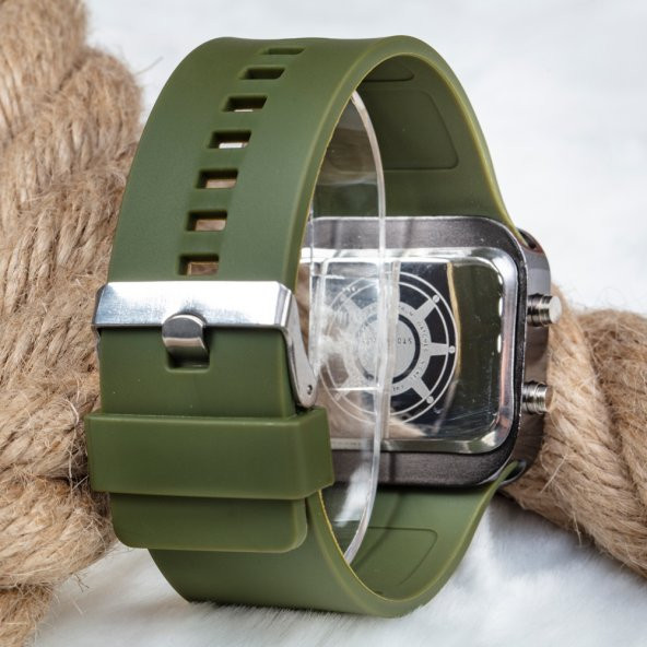 Yeşil Silikon Kordonlu Led Bayan Unisex Kol Saati - 3