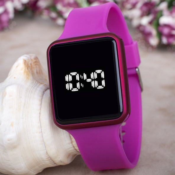 Touche Watch Fuşya Renk Silikon Kordonlu Dokunmatik Led Bayan Saat - 1