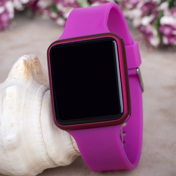 Touche Watch Fuşya Renk Silikon Kordonlu Dokunmatik Led Bayan Saat - 2