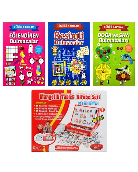 Teleskop Popüler Bilim Eğitici Bulmaca Kartları ve Diytoy Manyetik Alfabe Yazı Tahtası Seti