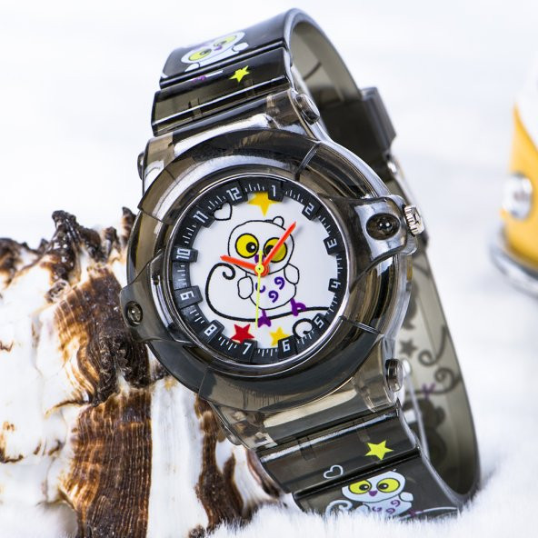 Baykuş Figürlü Füme Renk Silikon Kordonlu Çocuk Kol Saat ST-303719 - 2