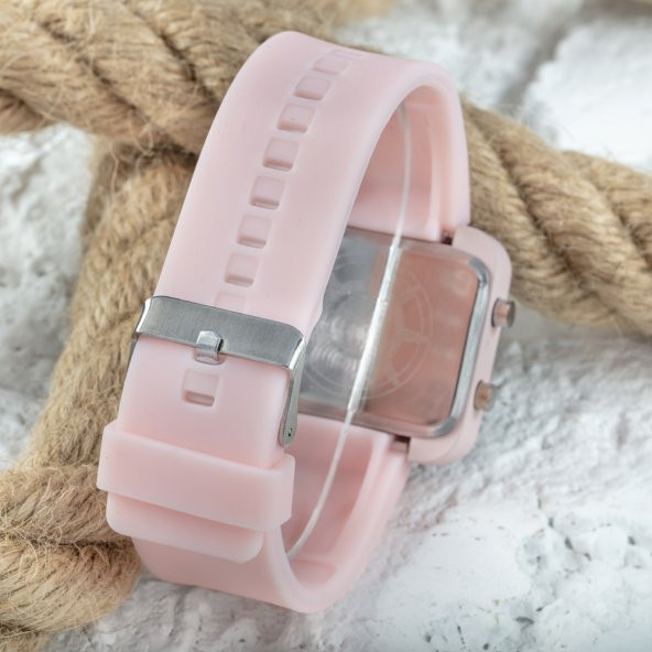 Yeni Pinkoli Pembe Renk Dijital Led Ekran Büyük Kız Çocuk Genç Kadın Saati ST-303756 - 3