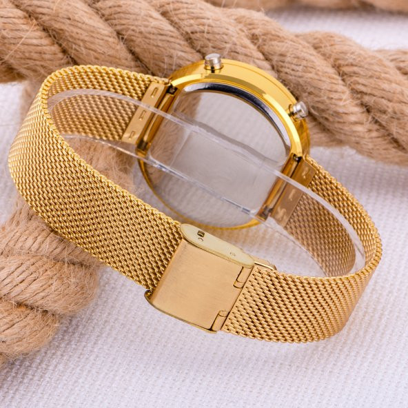 Sarı Hasır Kordon Led Watch Kesme Dijital Cam Bayan Kol Saati ST-303535 - 4