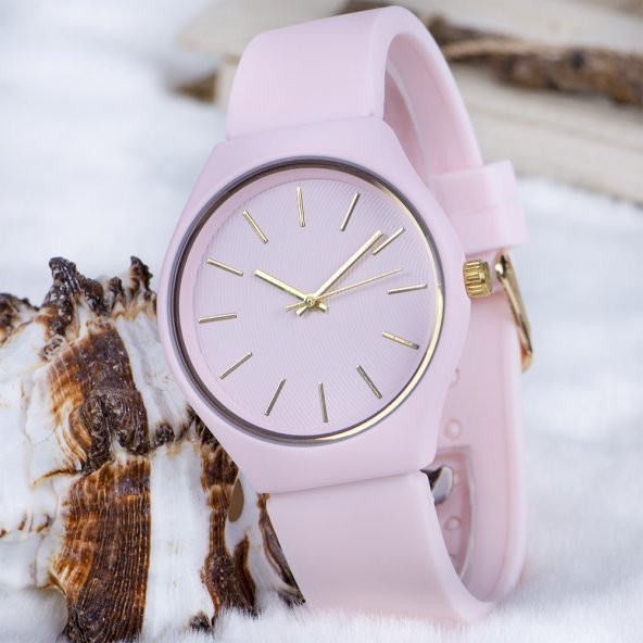 Pembe Renk Silikon Kordonlu Bayan Saat ST-303739 - 2