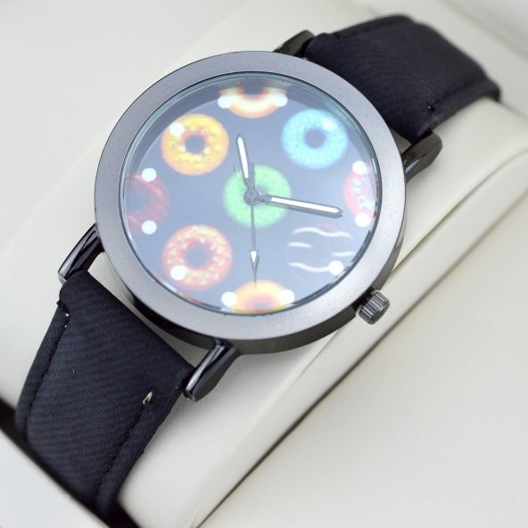 Siyah Renk Deri Kordonlu Siyah Renk Spor Çelik Kasa Kol Saati ST-303010 - Resim 3