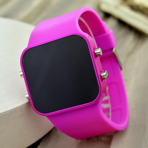 Dijital Led Genç Bayan Kız Kol Saati Fuşya Renk Kadın Silikon Bileklik Kol Saati ST-303126 - Resim 2