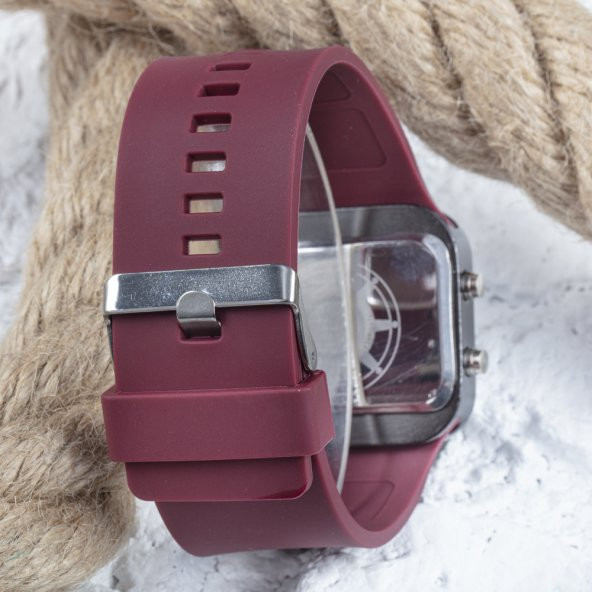 Spectrumwatch Smooth & Bordeaux Led Dijital Bordo Kol Saat Bileklik Saat ST-303058 - 4