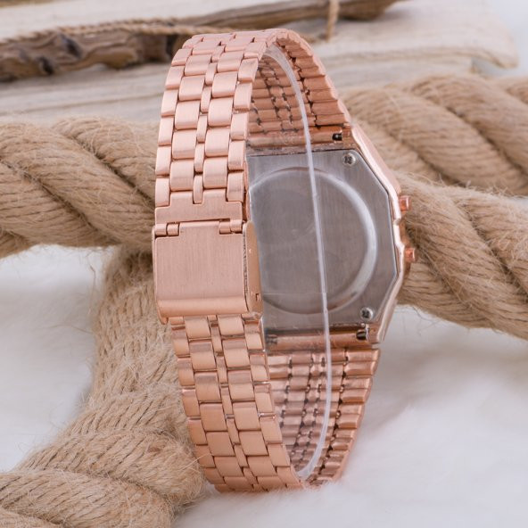 Rose Renk Çelik Kordonlu Spectrum Led Dijital Retro Bayan Kol Saati ST-303423 - Resim 2