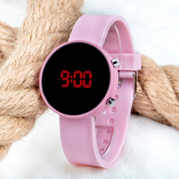 Toz Pembe Renk Led Watch Dijital Bayan Yetişkin Kız Çocuk Kol Silikon Saati ST-303479