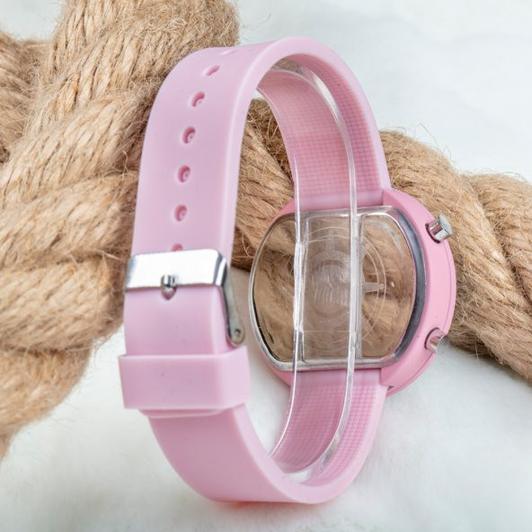 Toz Pembe Renk Led Watch Dijital Bayan Yetişkin Kız Çocuk Kol Silikon Saati ST-303479 - 3