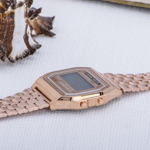 Rose Renk Çelik Kordonlu Dijital Retro Bayan Kol Saati ST-303616 - 3