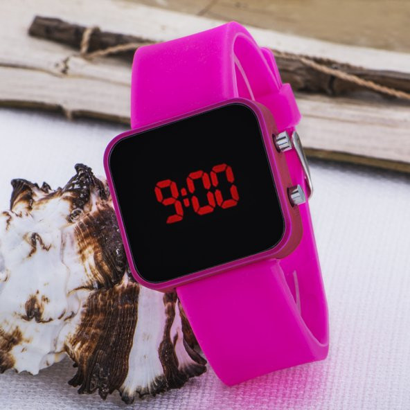 Pembe Renk Dijital Led Ekran Silikon Kordon Unisex Saat ST-303620