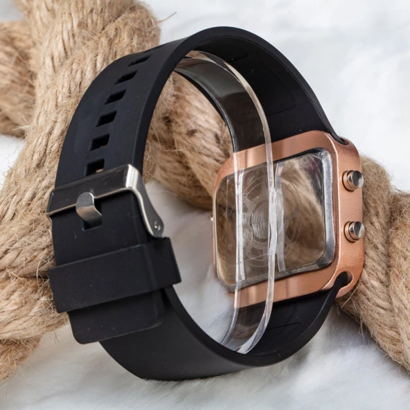 Unisex Rose Renk Siyah Silikon Kordon Dijital Led Kadın Kol Saat ST-303697 - Resim 3