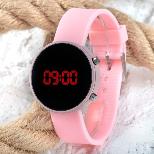 Led Watch Toz Pembe Renk Dijital Bayan Yetişkin Kız Çocuk Kol Silikon Saati ST-303499