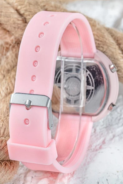Led Watch Toz Pembe Renk Dijital Bayan Yetişkin Kız Çocuk Kol Silikon Saati ST-303560 - Resim 3