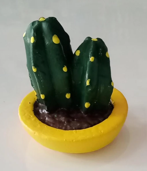 SERAMİK YAPAY KAKDÜS ( KAKTÜS ) YUVARLAK SAKSI ( 7cm x 6cm )
