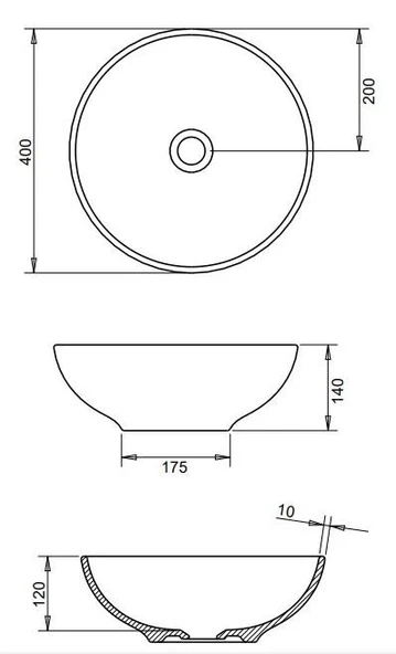 TOLEDO ÇANAK LAVABO 40cm TURAVİT - MAT SİYAH - 2