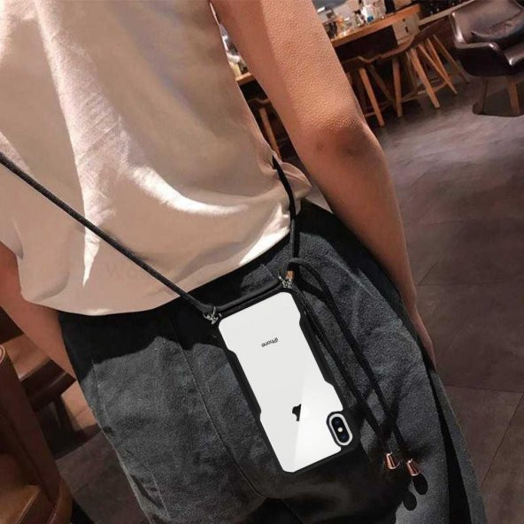 iPhone 6 Plus/6S Plus Yeni Model Zırh Özellikli Siyah Boyun Askılı Kılıf - 5