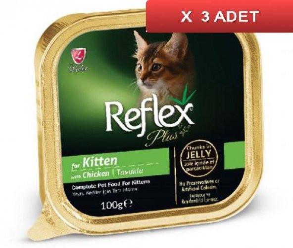 Reflex Plus Kitten Yavru Kedi Konservesi Tavuklu 100 Gr (3 ADET)
