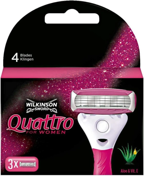 Wilkinson Sword Quattro Kadın Tıraş  Bıçağı  3 Yedek