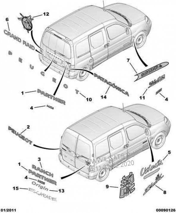 PEUGEOT PARTNER VAN BOXER EXPERT ARKA BAGAJ YAZI - 8665.RW - 2