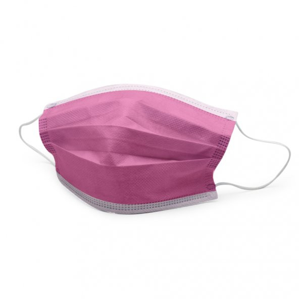 Medizer Full Ultrasonik Cerrahi Ağız Maskesi 3 Katlı Spunbond Kumaş 100 Adet - Burun Telli - Pembe - 2