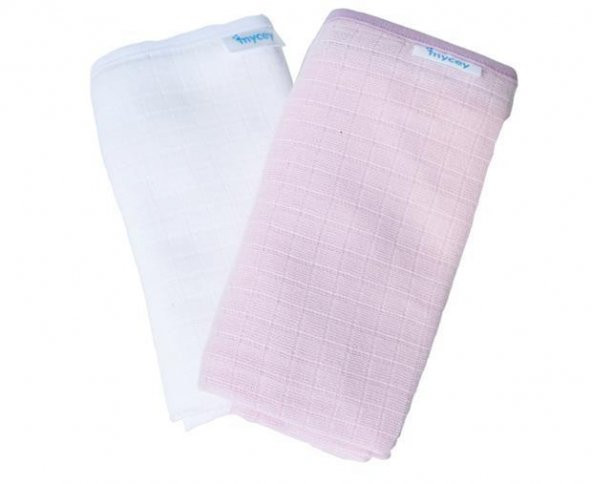 Mycey Çok Amaçlı Örtü Müslin Kumaş 2li Set Pembe-Beyaz - 1