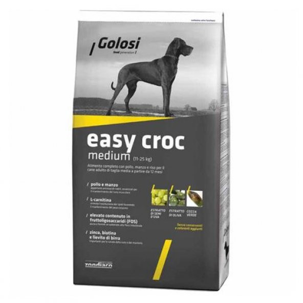 Golosi Dog Easy Croc Tavuklu Orta Irk Yetişkin Köpek Maması 12 Kg