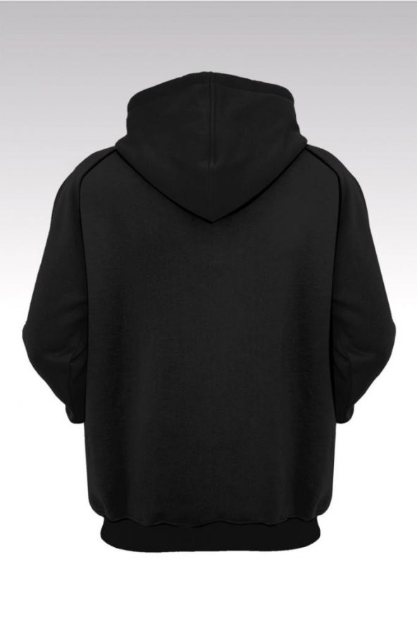 Unisex Oversize Siyah Hoodie Jordan 02 - 2