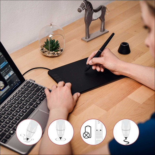 Veikk Vk640 6 X 4" 6 Kısayol Tuşlu Grafik Tablet + Kalem - 3