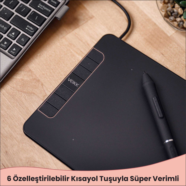 Veikk Vk640 6 X 4" 6 Kısayol Tuşlu Grafik Tablet + Kalem - 7