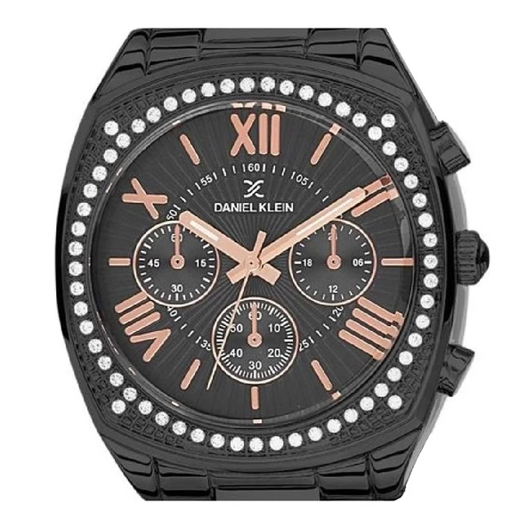 Daniel Klein DK.1.11539A.01 Siyah Modern Oval Kare Model Taşlı Kadın Kol Saati - 2