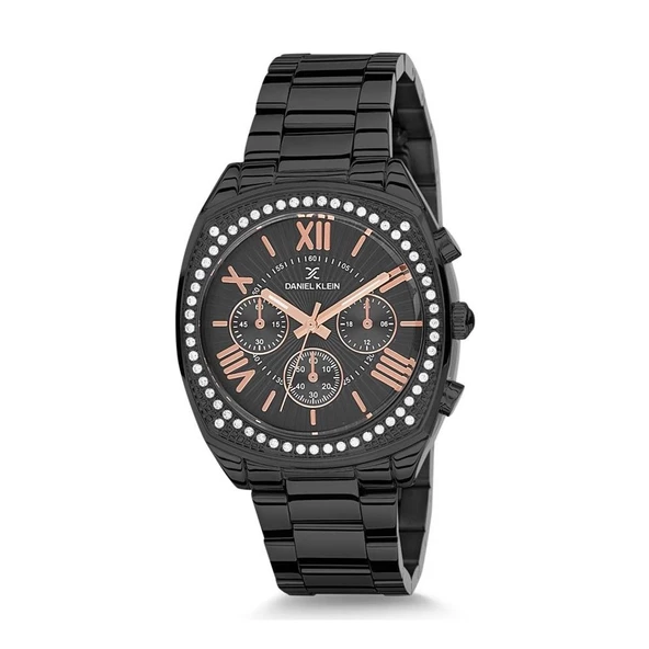 Daniel Klein DK.1.11539A.01 Siyah Modern Oval Kare Model Taşlı Kadın Kol Saati