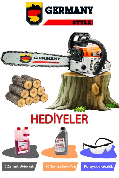 Germany Style Alman Turbo Benzinli Testere 15 Hpx 63cc Ağaç Odun Dal Kesme Makinesi HEDİYELİ - 2