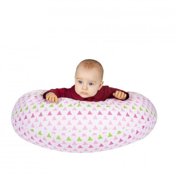 Sevi Bebe Yastıklı Anne Bebek Emzirme Minderi ART-579 Pembe Üçgen - 7