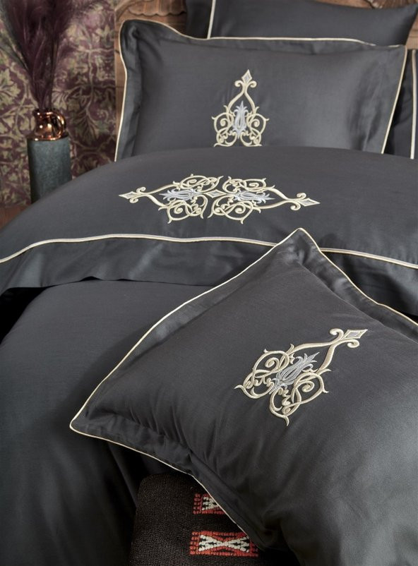 Ecocotton Organik Pamuk Çift Kişilik Nevresim Takımı - Alya Antrasit - 2