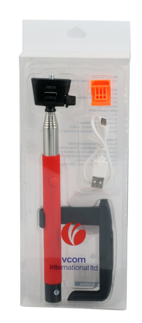 Vcom M404 Bluetooth Kırmızı Selfie Çekim Çubuğu