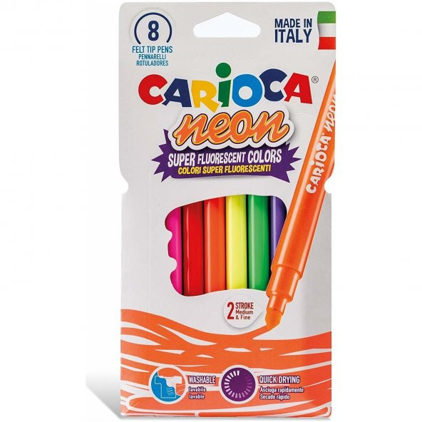 Carioca Neon Yıkanabilir Keçeli Kalem 8li