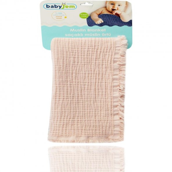 BabyJem Müslin Saçaklı Örtü 616 Pudra - 4