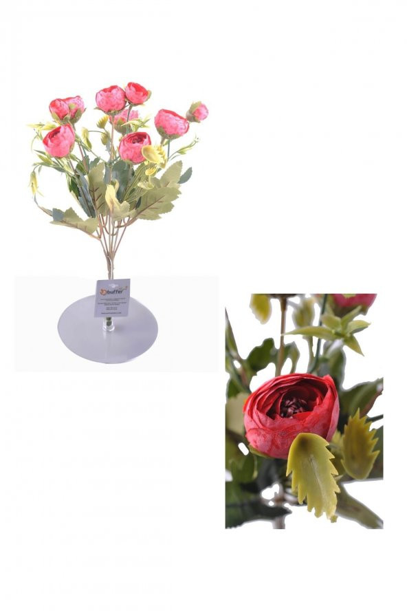6 Dallı 28 Cm Şakayık Gül Yapay Çiçek Pembe Renk Dekoratif Çiçek - 2