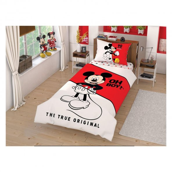 Taç Lisanslı Nevresim Takımı Tek Kişilik Çek Canlandır Mickey - 1
