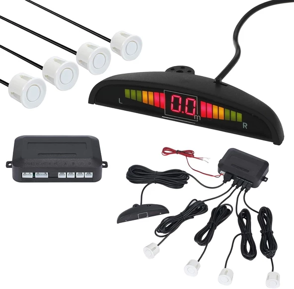 AEMPART Araç geri park sensörü led ekran ve ses ikazlı beyaz göz 22mm aem