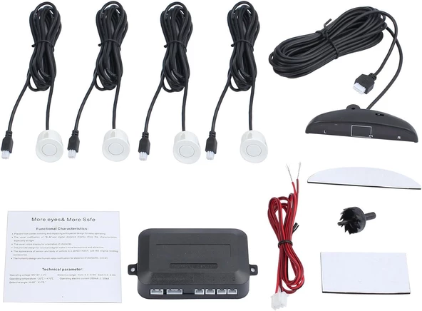 AEMPART Araç geri park sensörü led ekran ve ses ikazlı beyaz göz 22mm aem - 2