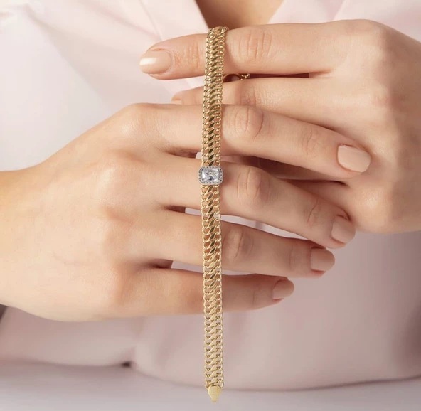 Baget Taşlı Viyana Altın Bileklik