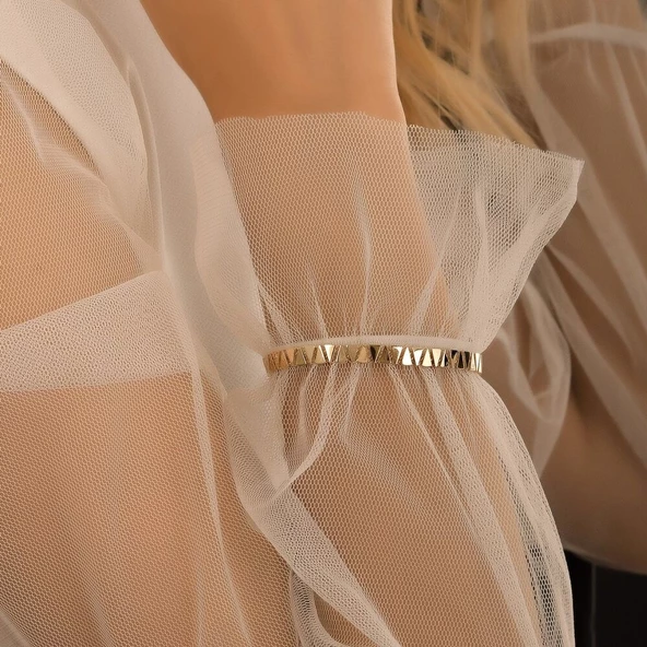 Üçgen Parlak Altın Bileklik 14 Ayar - Resim 2