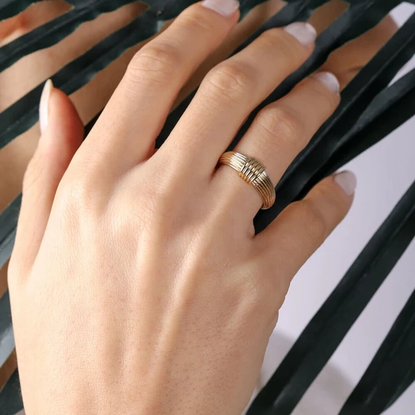 Sevilla Altın Yüzük 14K Golden Siens Şapkalı - Resim 2