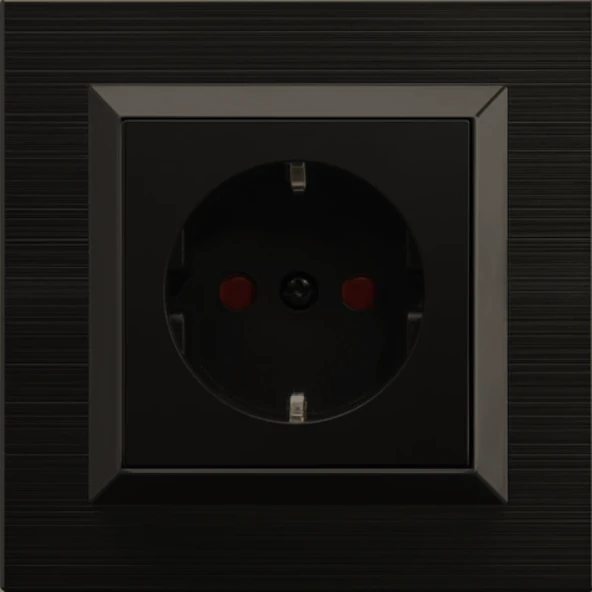 Quantum Siyah ÇOCUK KORUMALI Topraklı Priz (ovivo) Çerçeve Dahildir ürün görseli 1