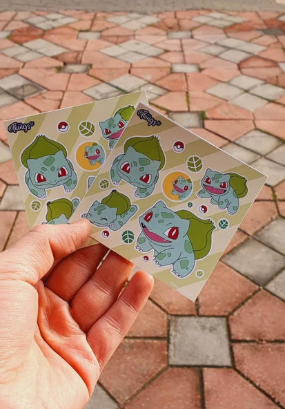 Mini Things Art *özel Tasarım* Balbazar (Bulbasaur) Pokemon Sticker 15 Parça Set -2 Adet- - 6