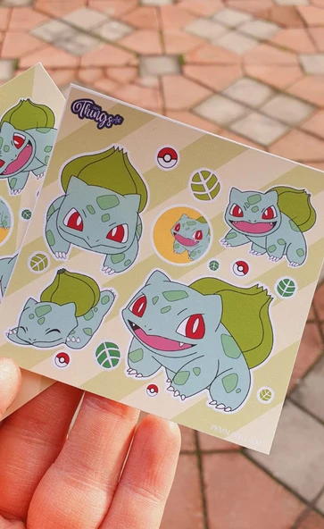 Mini Things Art *özel Tasarım* Balbazar (Bulbasaur) Pokemon Sticker 15 Parça Set -2 Adet- - 7